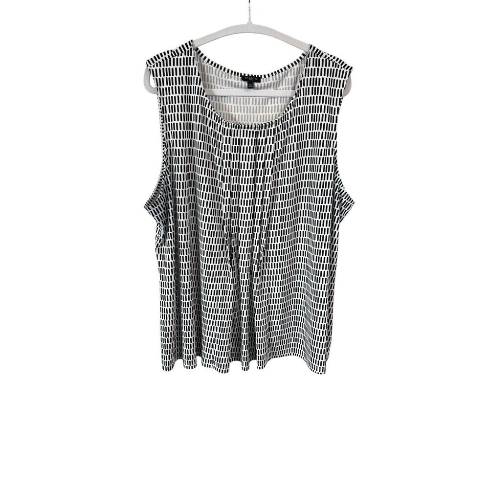 Talbots Black White Geometric Print Sleeveless Blouse Top Plus Size Office Chic